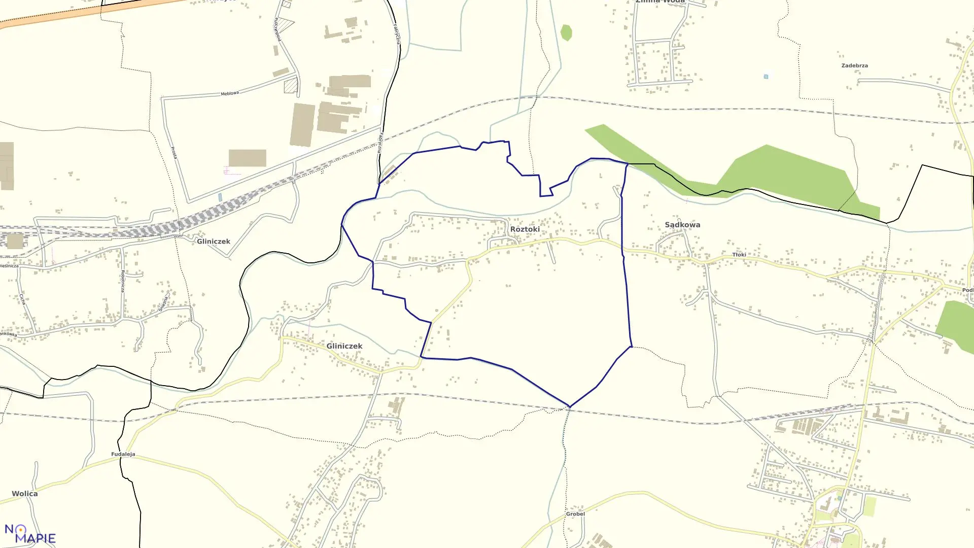 Mapa obrębu Roztoki w gminie Tarnowiec