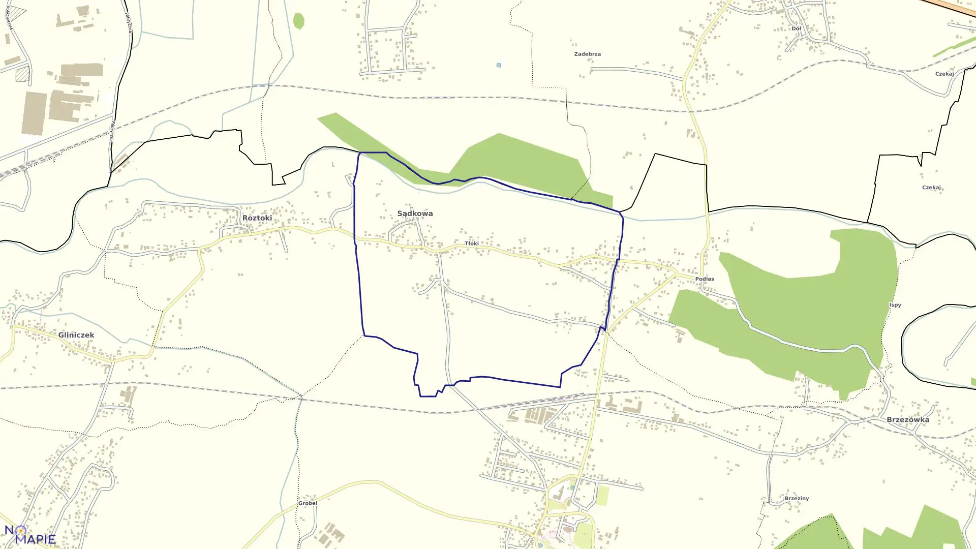 Mapa obrębu Sądkowa w gminie Tarnowiec