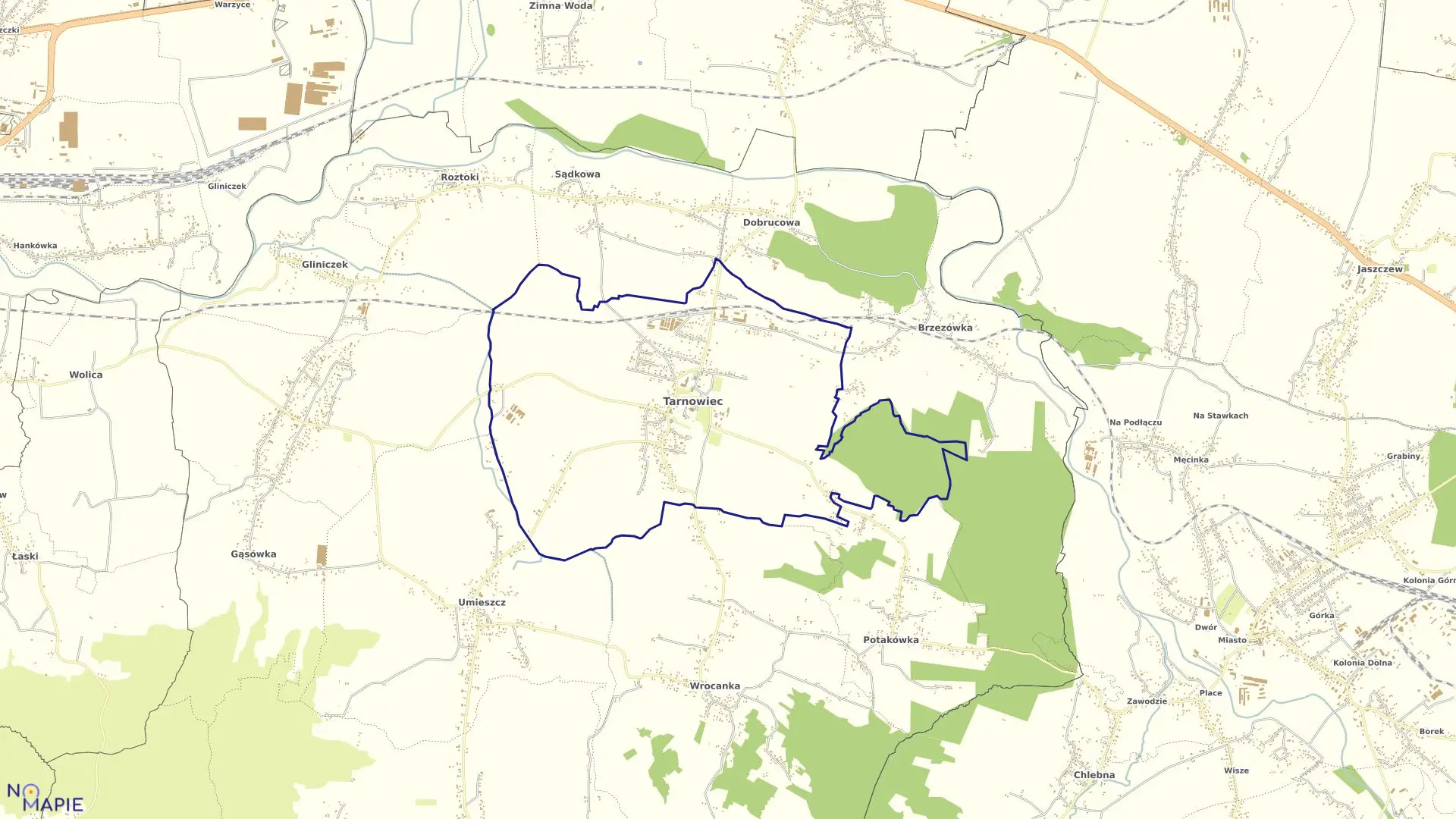 Mapa obrębu Tarnowiec w gminie Tarnowiec